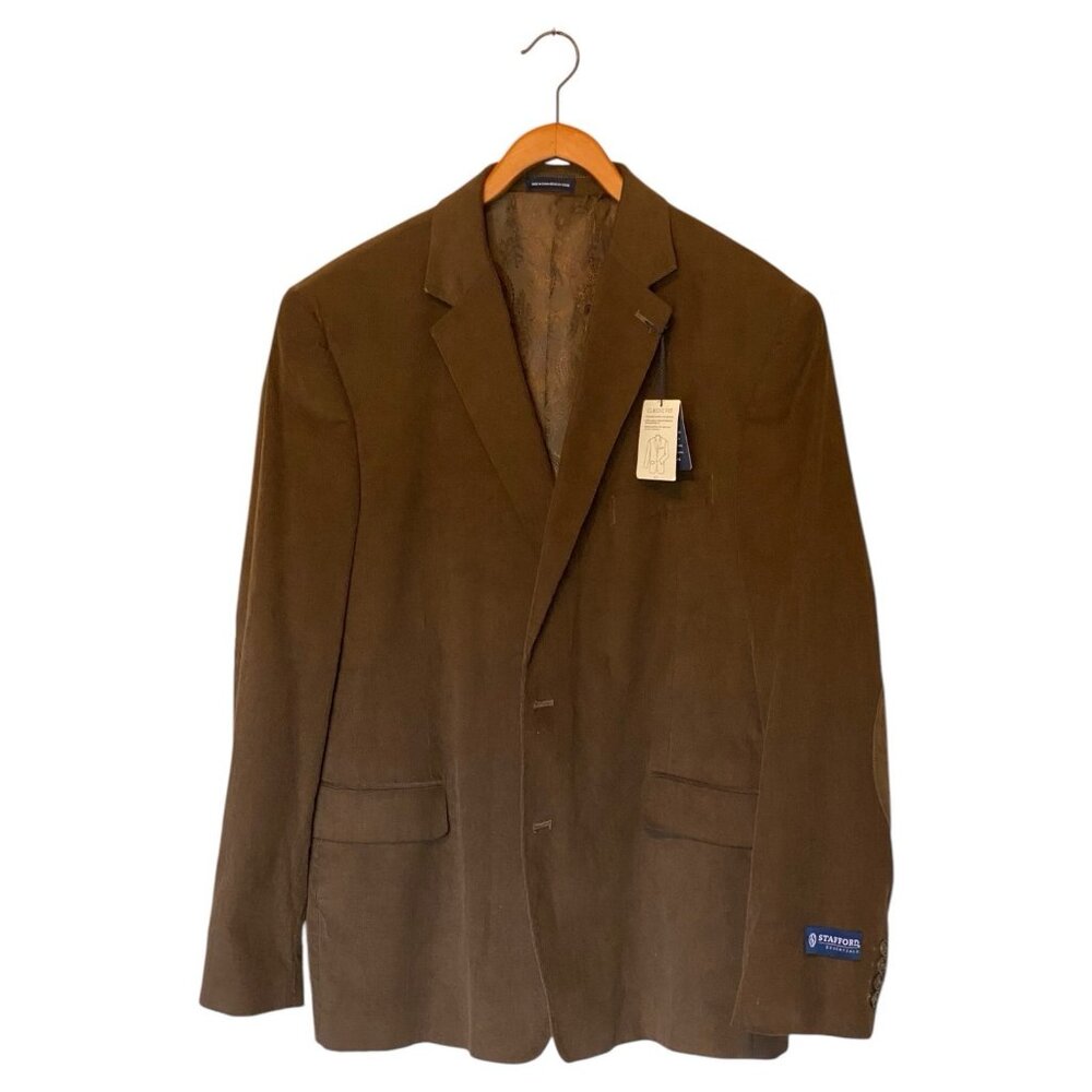 Stafford Brown Corduroy Blazer Men's 48R Single Breasted 2 Button New w/ Tags